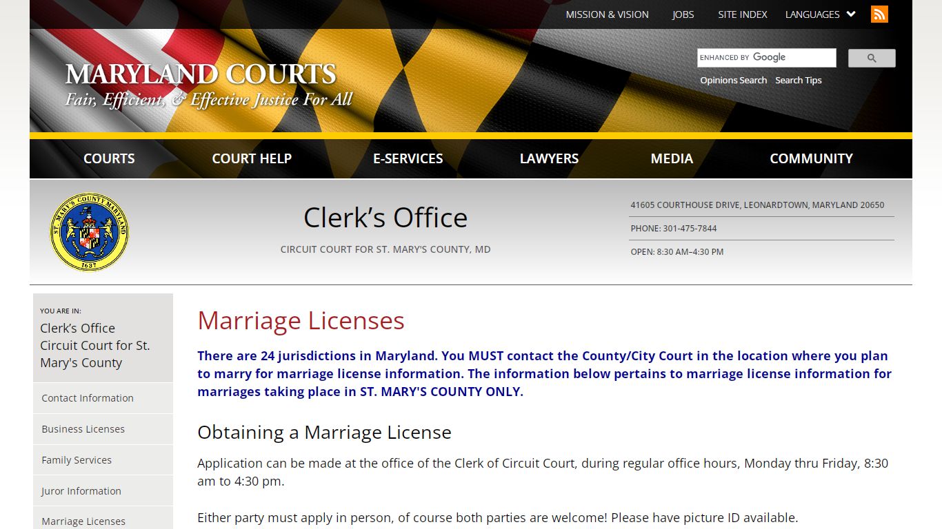 Marriage Licenses | Maryland Courts